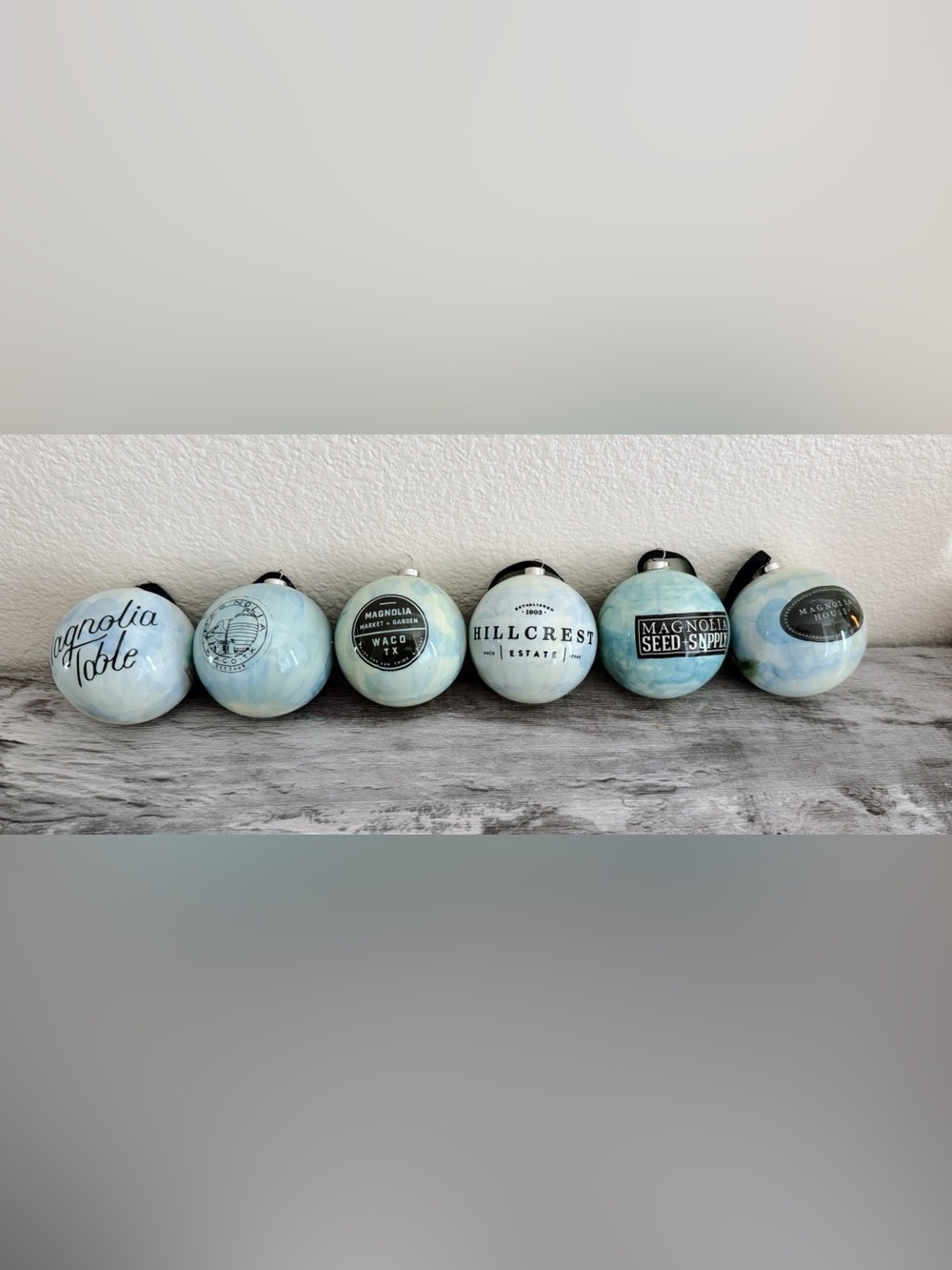Magnolia Market Christmas Tree Ornaments Waco TX Set Of 6 Oranaments